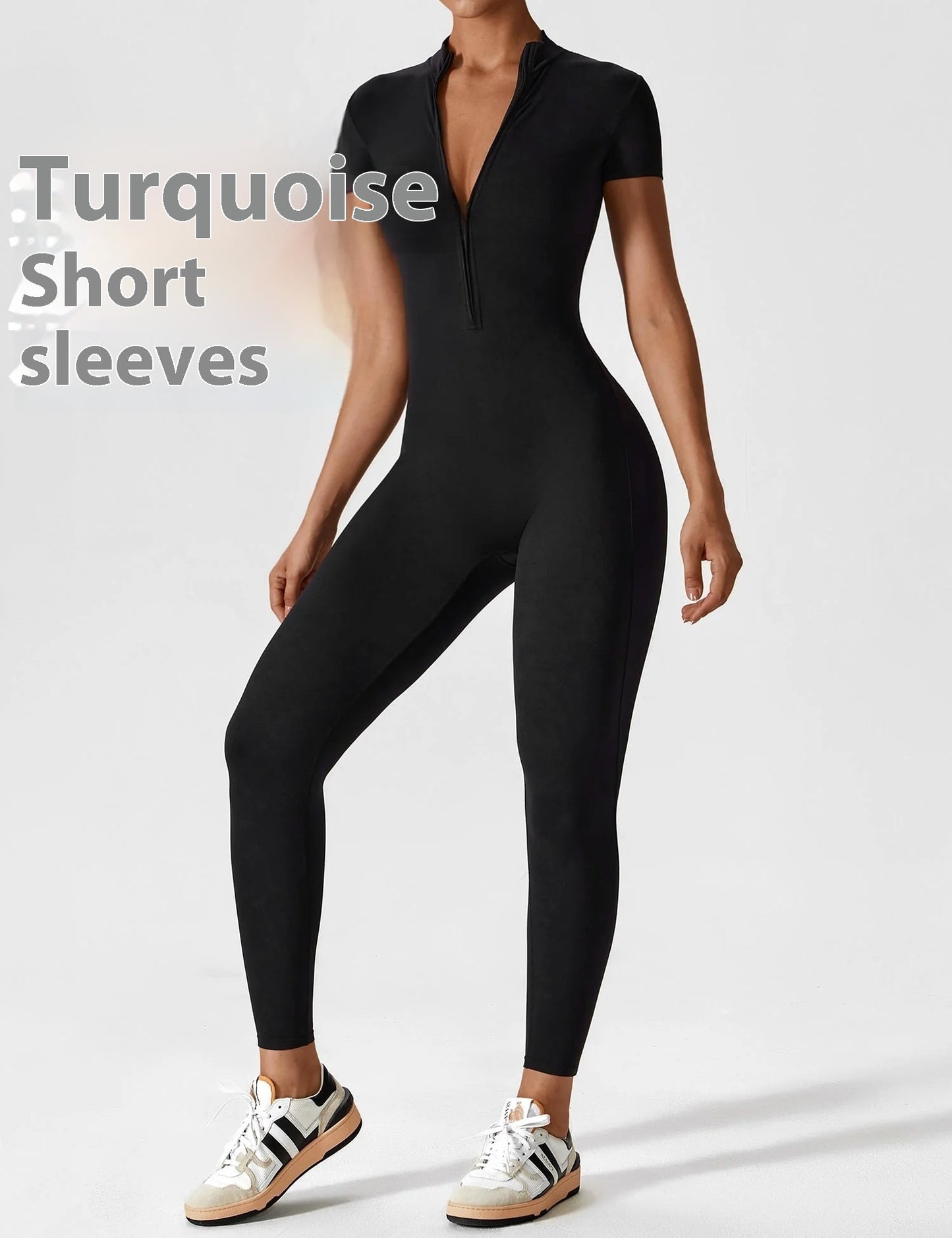 Women’s Seamless Long Sleeve Zipper Jumpsuit – Tight Fit Yoga & Fitness Training One-Piece with Hip-Lifting Design