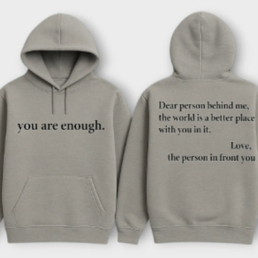 Fleece-lined Plain Letter Print Pocket Drawstring Print Hoodie