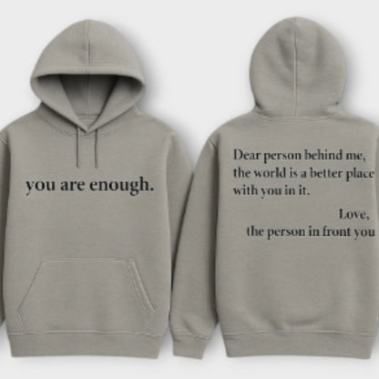 Fleece-lined Plain Letter Print Pocket Drawstring Print Hoodie