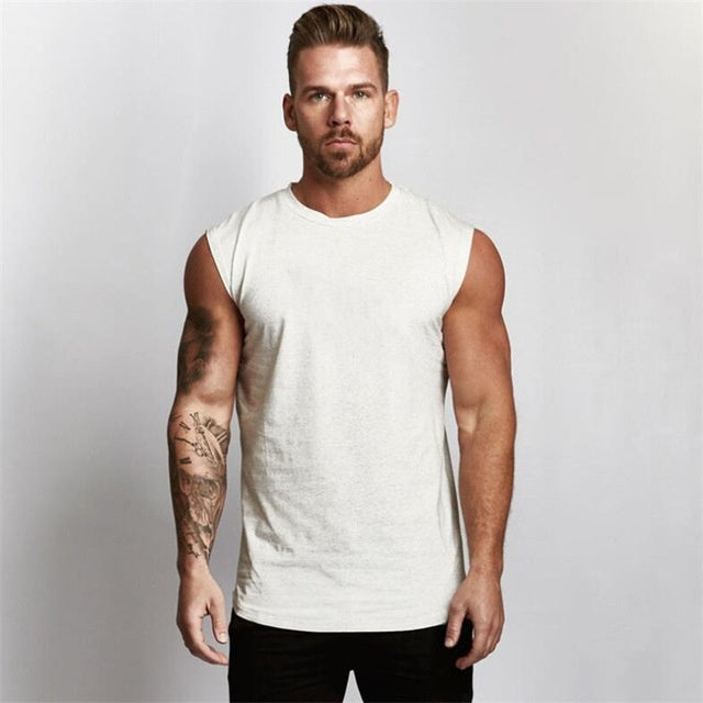 💪 Gym Sleeveless Shirt – Cotton Tank Top for Men Sportswear Vest