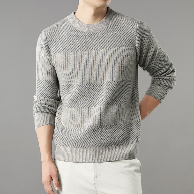 Round Neck Men's Fashion Versatile Thick Long Sleeve Base Sweater