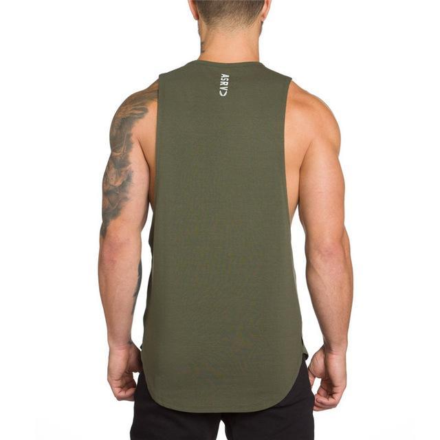 Men's Long Tank Muscle Workout T-Shirt – Bodybuilding Gym Athletic Training Sports Top