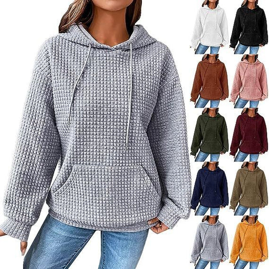 Women's Loose Casual Long-Sleeved Sweater – Solid Color Knit Pullover for Fall & Winter