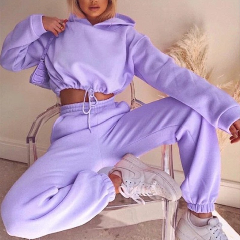 2-Piece Jogging Suits for Women – Sexy Long Sleeve Hoodie & Sweatpants Tracksuit Fitness Set