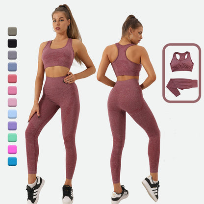 2PCS Seamless Yoga Set for Women – High Waist Leggings & Crop Top Gym Outfit | Workout Tracksuit Sportswear