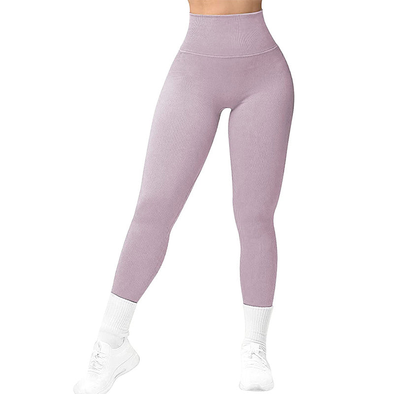 High Waist Seamless Leggings for Women – Threaded Knitted Slimming Yoga & Fitness Pants