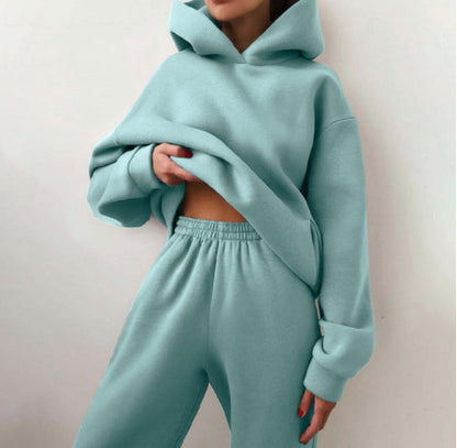 Women’s Casual Hooded Sweater Two-Piece Tracksuit – Cozy Hoodie & Jogger Set for Loungewear