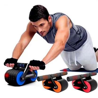 Double Wheel Abdominal Exerciser – Automatic Rebound Ab Wheel Roller for Core, Waist & Full-Body Training