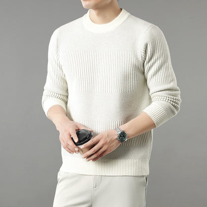 Round Neck Men's Fashion Versatile Thick Long Sleeve Base Sweater