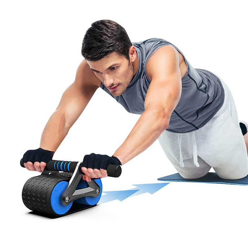 Double Wheel Abdominal Exerciser – Automatic Rebound Ab Wheel Roller for Core, Waist & Full-Body Training