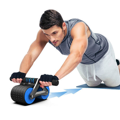 Double Wheel Abdominal Exerciser – Automatic Rebound Ab Wheel Roller for Core, Waist & Full-Body Training