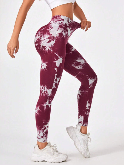 Women's Tie Dye Seamless Workout Leggings – High Waist Scrunch Butt Yoga Pants for Gym & Fitness
