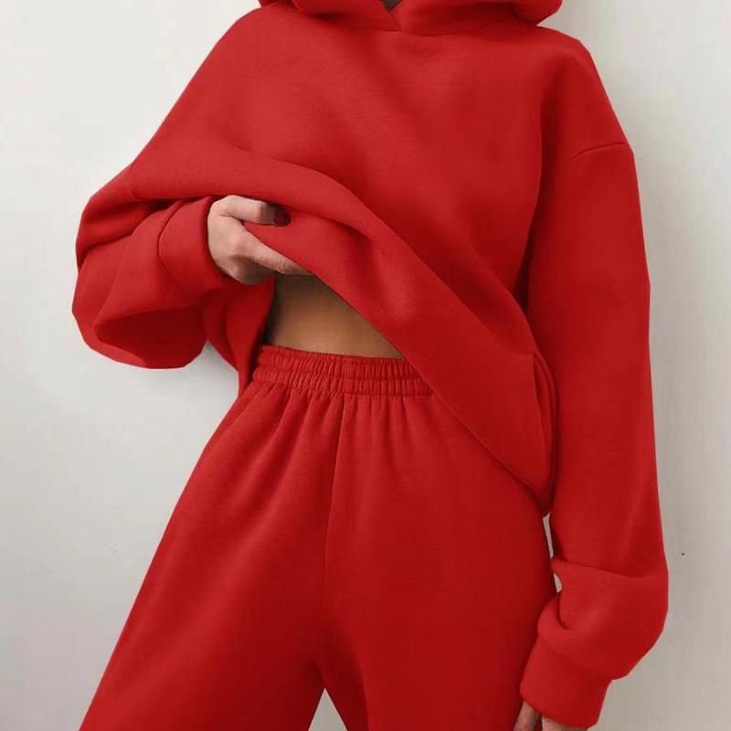 Women’s Casual Hooded Sweater Two-Piece Tracksuit – Cozy Hoodie & Jogger Set for Loungewear