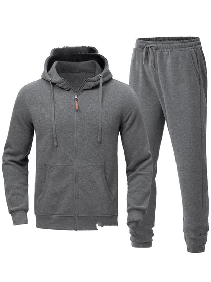 Men's Spring, Autumn And Winter Leisure Pullover Hooded Sweater Set