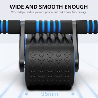 Double Wheel Abdominal Exerciser – Automatic Rebound Ab Wheel Roller for Core, Waist & Full-Body Training