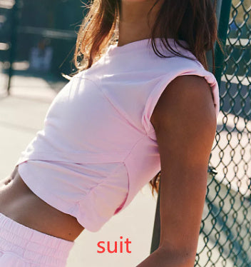 Women’s Two-Piece Casual Outfit – Solid Color Sleeveless Crop Top & Sweatpants Set