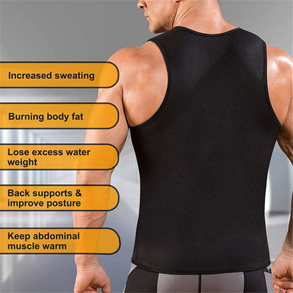 Men’s Sweat Shaper Corset Vest – Heat Trapping Body Shaper Shirt for Weight Loss & Workout Compression