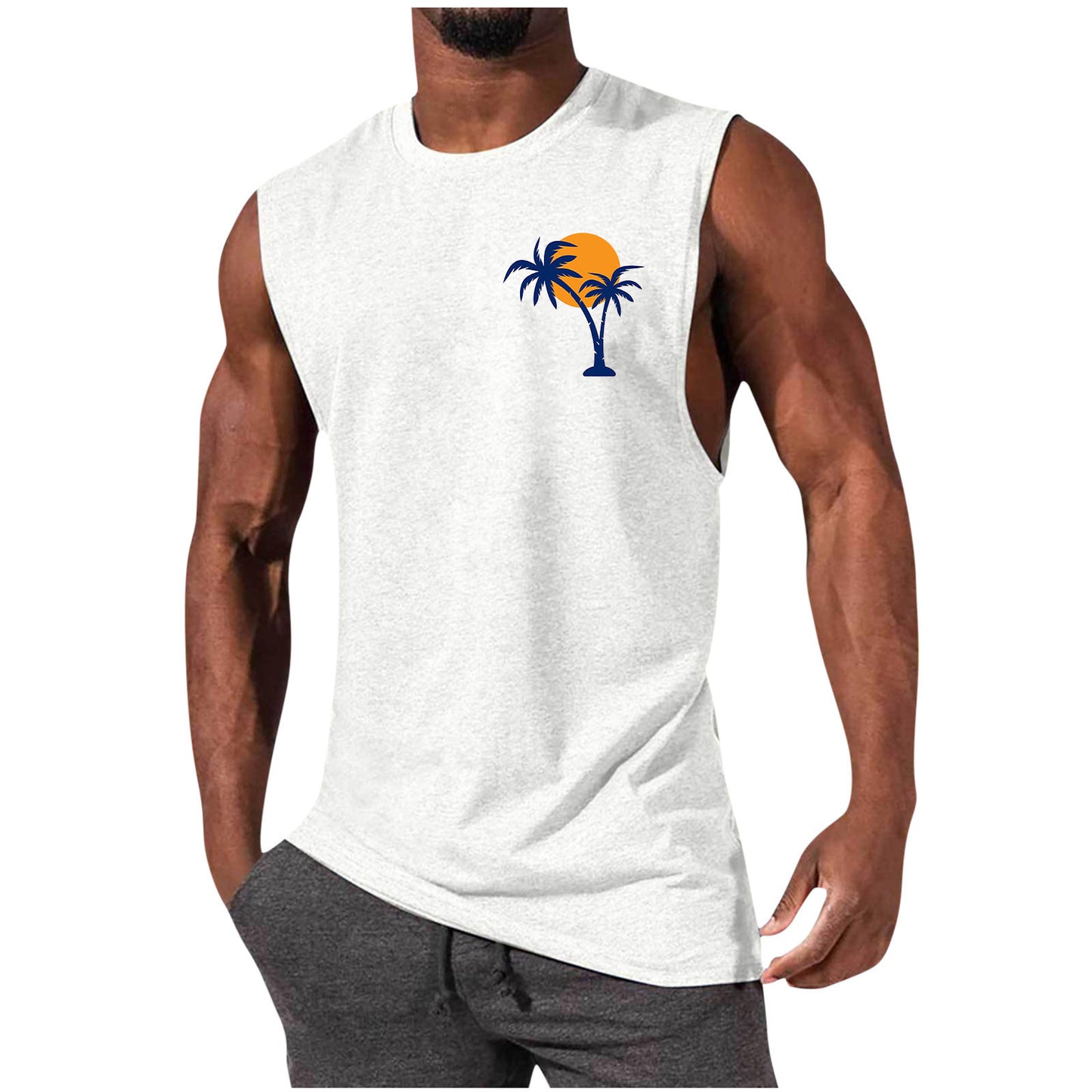European And American Sleeveless T-shirt Summer Loose Sports Vest Men