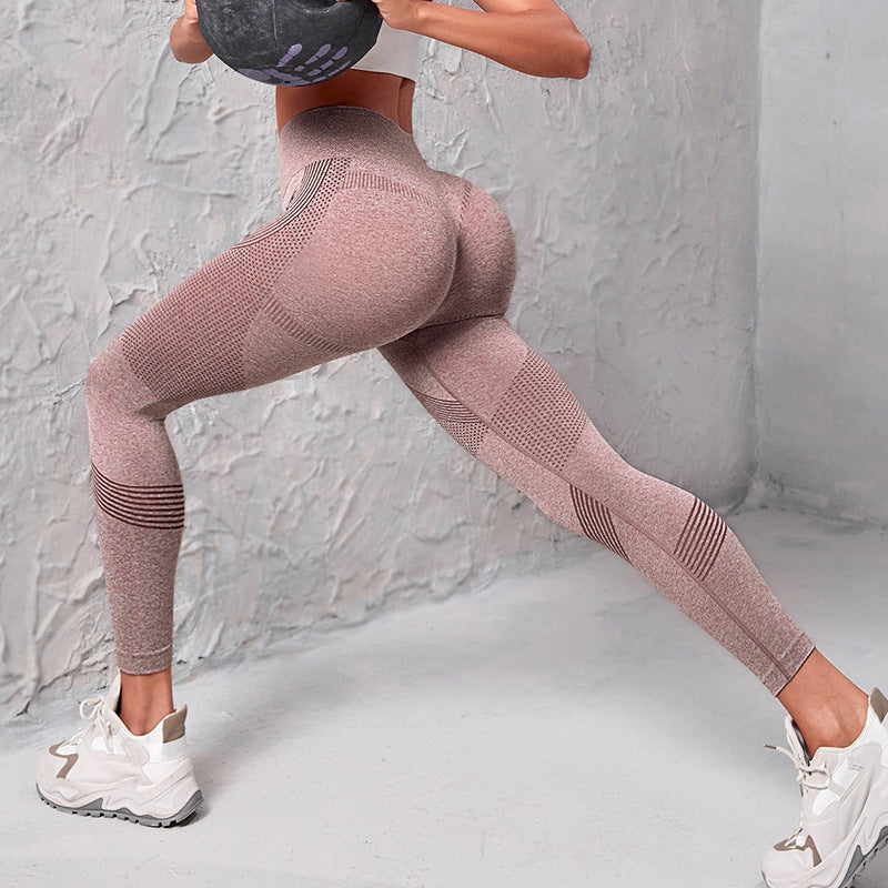 High Waist Seamless Yoga Pants for Women – Butt Lifting Leggings with Dot & Stripe Print for Fitness, Running & Gym