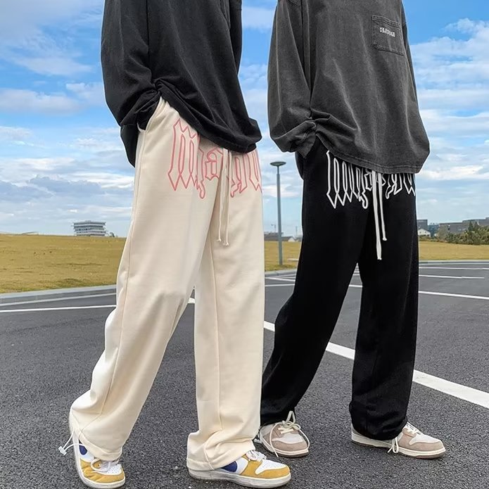 Men's Summer Plus Size Sports Loose Straight Wide Leg Casual Trousers