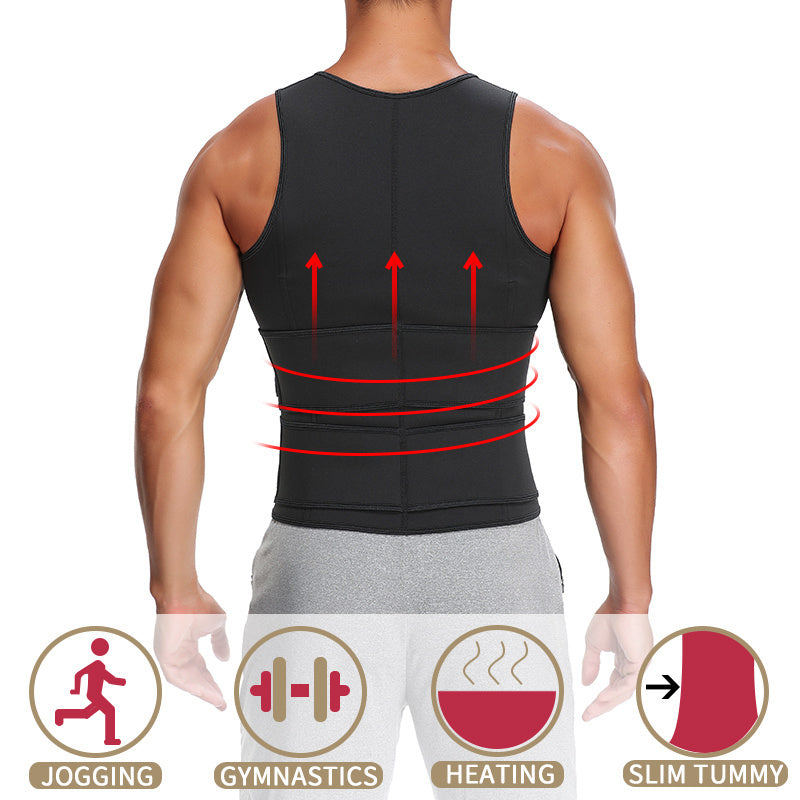 🔥 Men’s Sauna Vest Waist Trainer – Double Belt Body Shaper & Sweat Corset for Fitness and Weight Loss
