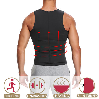 🔥 Men’s Sauna Vest Waist Trainer – Double Belt Body Shaper & Sweat Corset for Fitness and Weight Loss