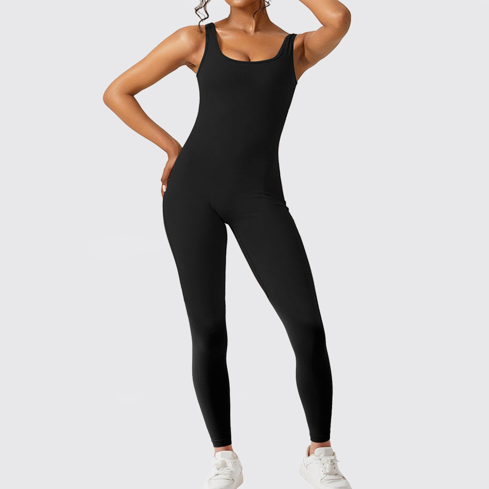 Women's Sleeveless Flare Jumpsuit – Yoga & Fitness One-Piece Long Pants Activewear