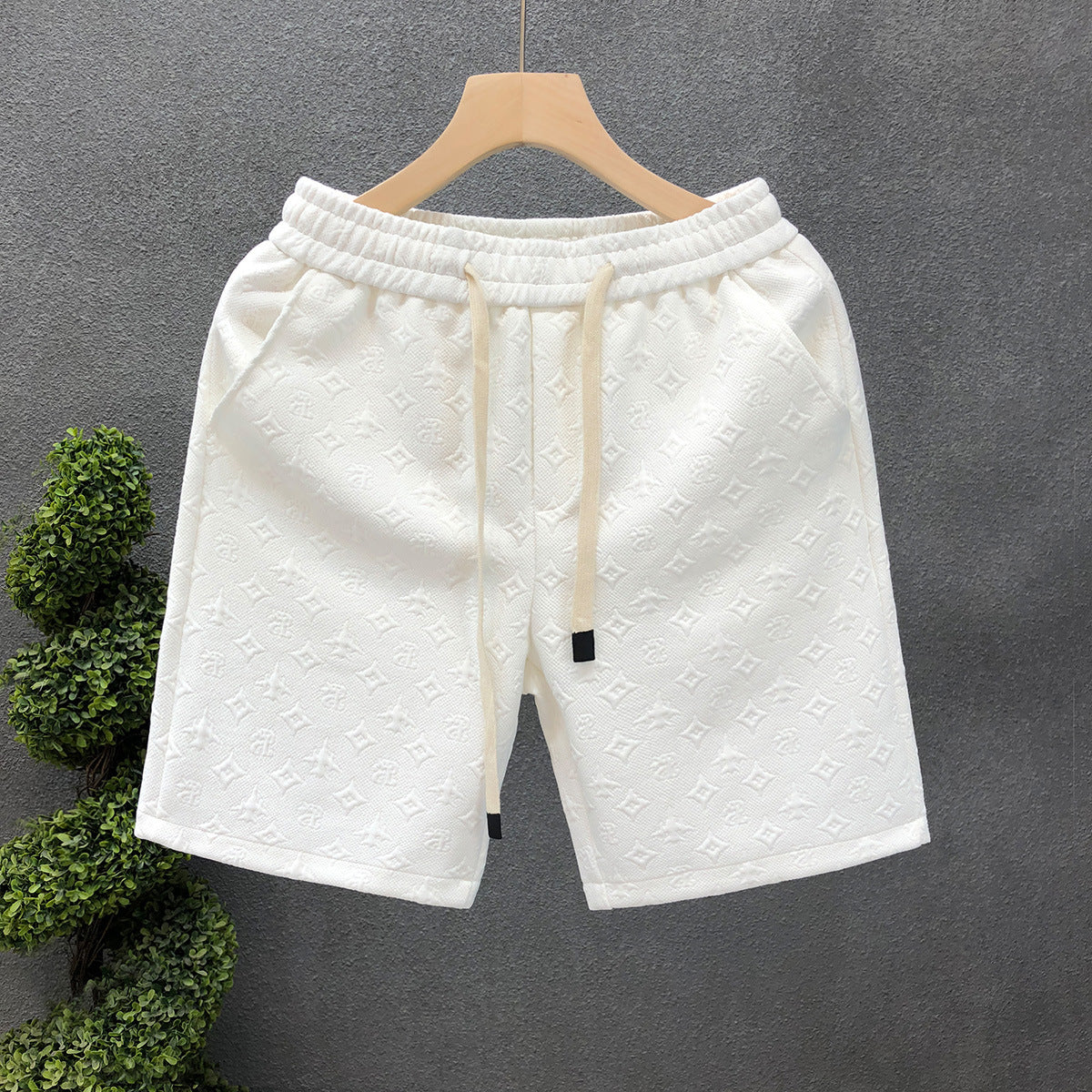 White Jacquard Shorts for Men – Stylish, Comfortable Casual and Athletic Shorts