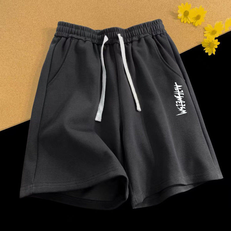 Men’s Vintage Letter Print Shorts – Loose Fit Summer Straight Casual Streetwear