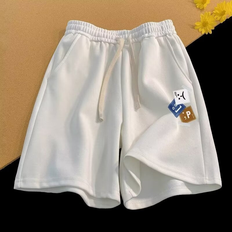 Men’s Vintage Letter Print Shorts – Loose Fit Summer Straight Casual Streetwear