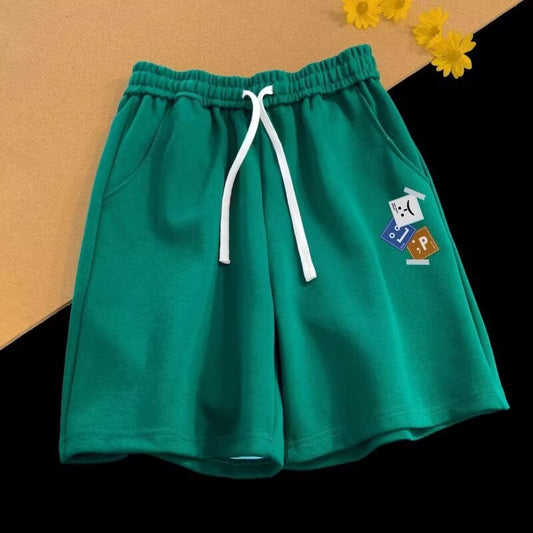 Men’s Vintage Letter Print Shorts – Loose Fit Summer Straight Casual Streetwear