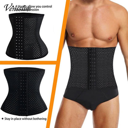 Waist Trainer for Men – Sweat Belt Sauna Trimmer Stomach Wrap, Workout Body Shaper Band, Waist Cincher Corset Belly Strap Shapewear
