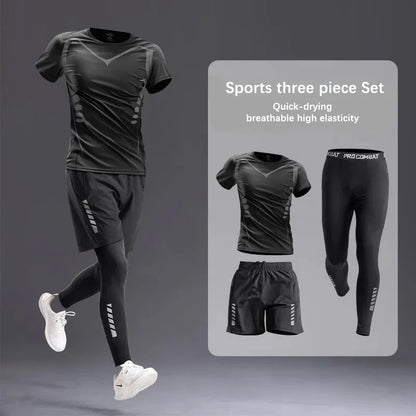 All-Season Men's Sportswear Set – Tracksuit for Running, Cycling, Fitness, Hiking, Gym Clothing for Men, Jogging & Boxing, 5-Piece Set