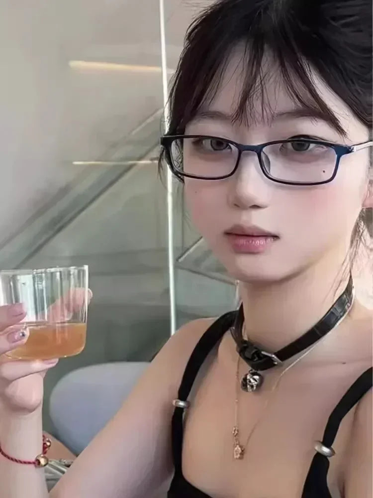 Japanese Korean Small Square Frame Glasses Women Retro Harajuku Eyeglasses Clear Reading Spectacle Blue Light Blocking Eyewears