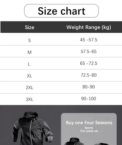 All-Season Men's Sportswear Set – Tracksuit for Running, Cycling, Fitness, Hiking, Gym Clothing for Men, Jogging & Boxing, 5-Piece Set