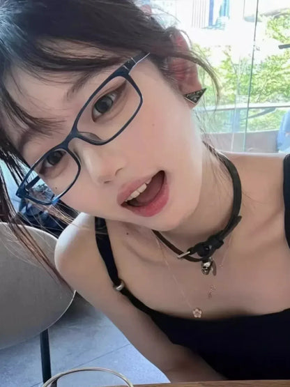 Japanese Korean Small Square Frame Glasses Women Retro Harajuku Eyeglasses Clear Reading Spectacle Blue Light Blocking Eyewears