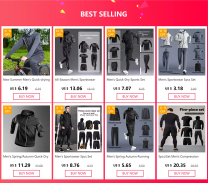 All-Season Men's Sportswear Set – Tracksuit for Running, Cycling, Fitness, Hiking, Gym Clothing for Men, Jogging & Boxing, 5-Piece Set