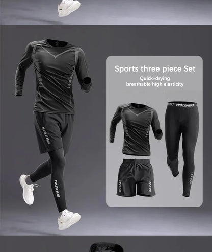 All-Season Men's Sportswear Set – Tracksuit for Running, Cycling, Fitness, Hiking, Gym Clothing for Men, Jogging & Boxing, 5-Piece Set