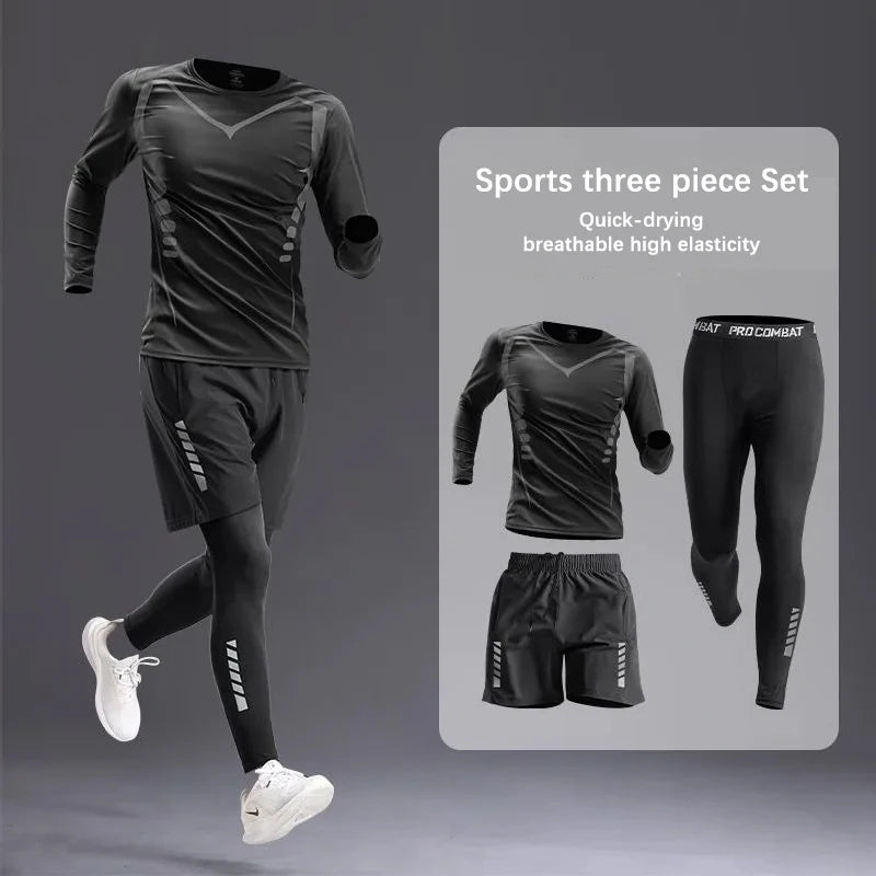 All-Season Men's Sportswear Set – Tracksuit for Running, Cycling, Fitness, Hiking, Gym Clothing for Men, Jogging & Boxing, 5-Piece Set