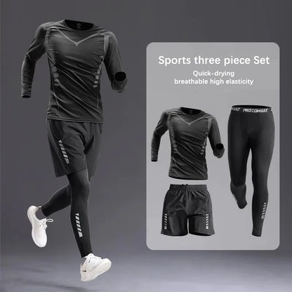 All-Season Men's Sportswear Set – Tracksuit for Running, Cycling, Fitness, Hiking, Gym Clothing for Men, Jogging & Boxing, 5-Piece Set