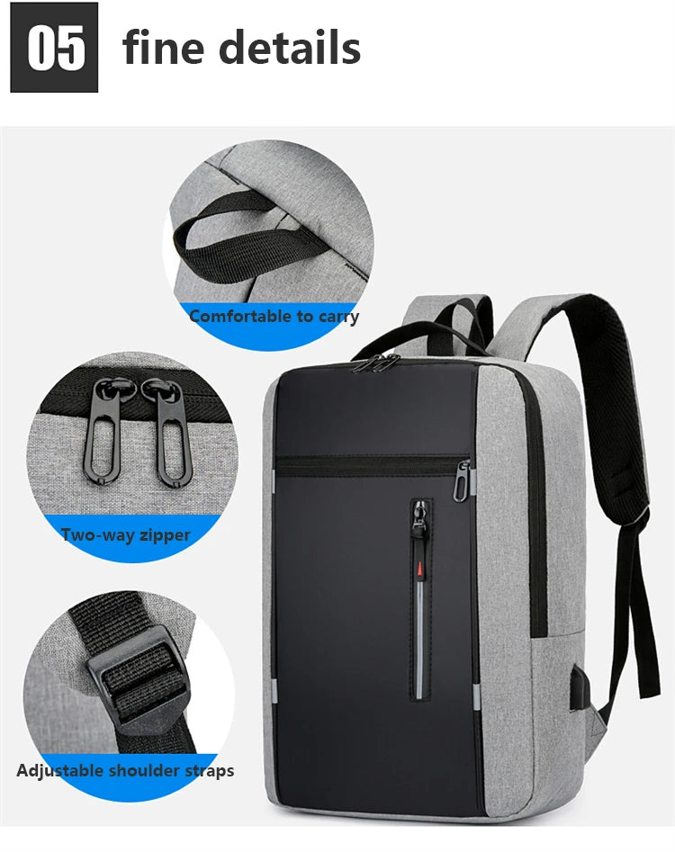Waterproof Business Backpack for Men – USB Charging 15.6-Inch Laptop Backpack, Large Capacity School & Work Bag, Durable Men’s Backpack