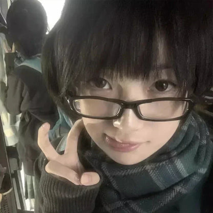 Japanese Korean Small Square Frame Glasses Women Retro Harajuku Eyeglasses Clear Reading Spectacle Blue Light Blocking Eyewears