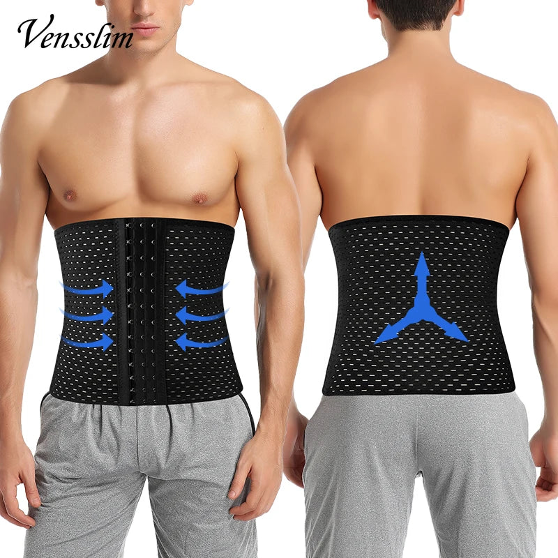 Waist Trainer for Men – Sweat Belt Sauna Trimmer Stomach Wrap, Workout Body Shaper Band, Waist Cincher Corset Belly Strap Shapewear