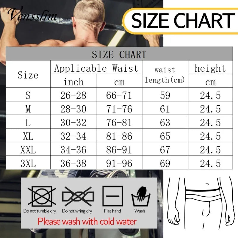 Waist Trainer for Men – Sweat Belt Sauna Trimmer Stomach Wrap, Workout Body Shaper Band, Waist Cincher Corset Belly Strap Shapewear