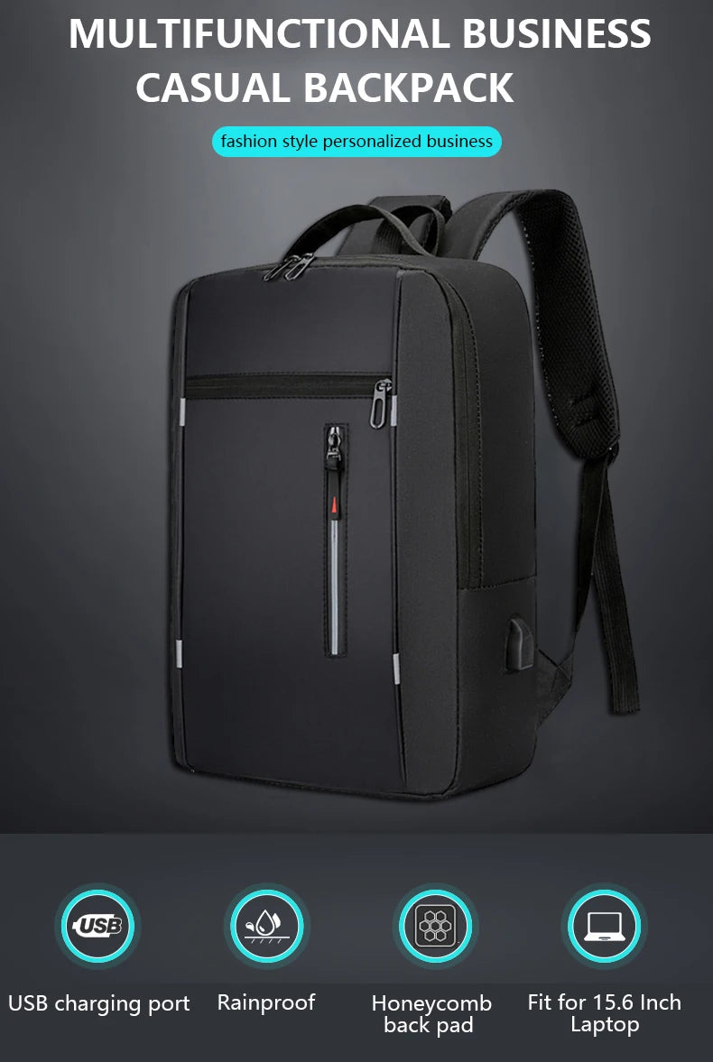 Waterproof Business Backpack for Men – USB Charging 15.6-Inch Laptop Backpack, Large Capacity School & Work Bag, Durable Men’s Backpack