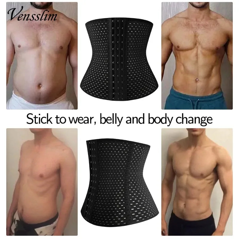 Waist Trainer for Men – Sweat Belt Sauna Trimmer Stomach Wrap, Workout Body Shaper Band, Waist Cincher Corset Belly Strap Shapewear