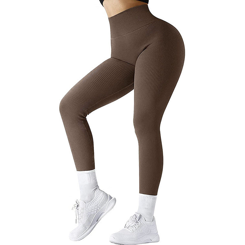 High Waist Seamless Leggings for Women – Threaded Knitted Slimming Yoga & Fitness Pants