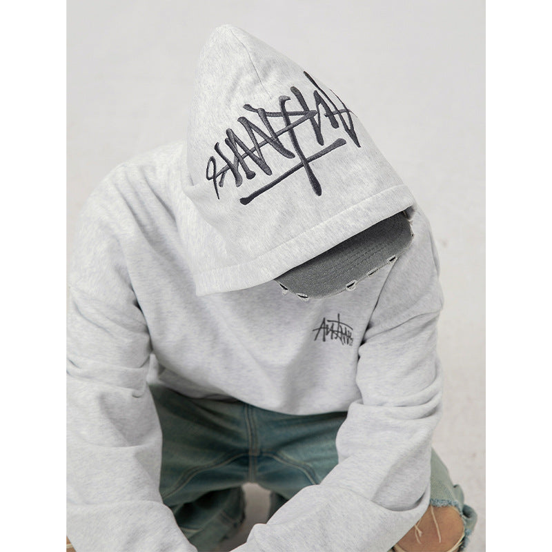Fashion Hand-painted Letters Embroidered Hoodie Men