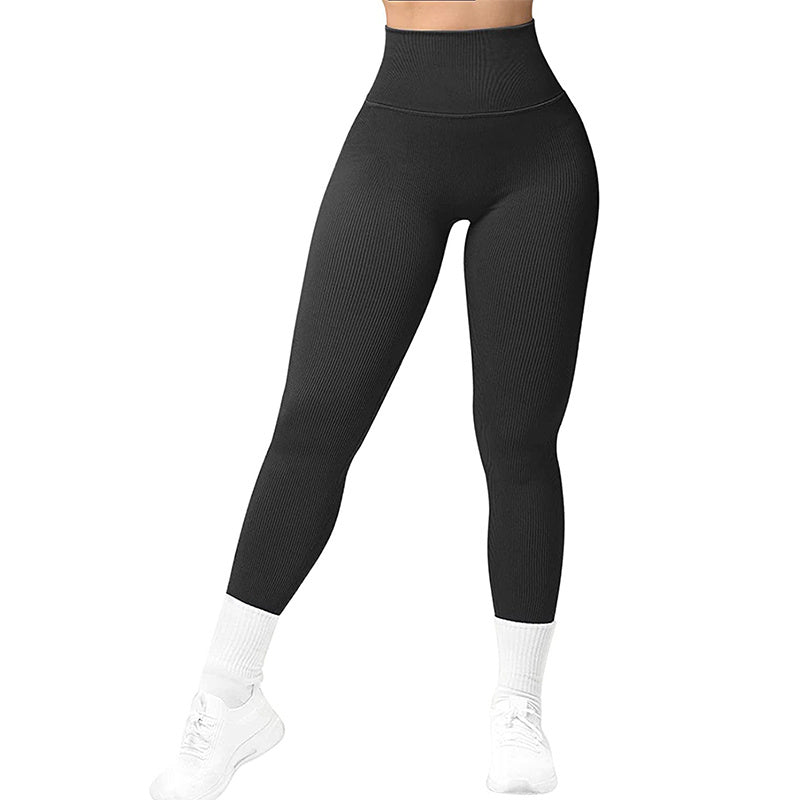 High Waist Seamless Leggings for Women – Threaded Knitted Slimming Yoga & Fitness Pants