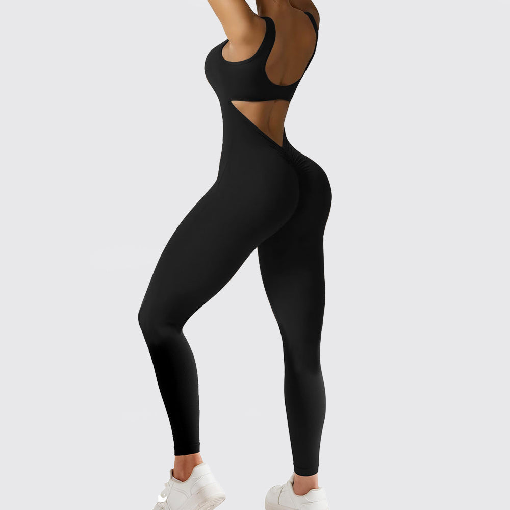 Women's Sleeveless Flare Jumpsuit – Yoga & Fitness One-Piece Long Pants Activewear
